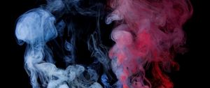 Preview wallpaper smoke, clouds, blue, red, dark