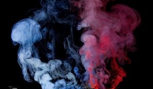 Preview wallpaper smoke, clouds, blue, red, dark