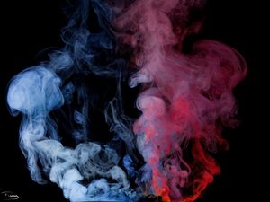 Preview wallpaper smoke, clouds, blue, red, dark