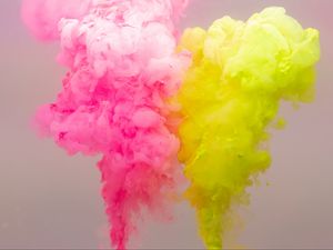 Preview wallpaper smoke, clouds, pink, yellow