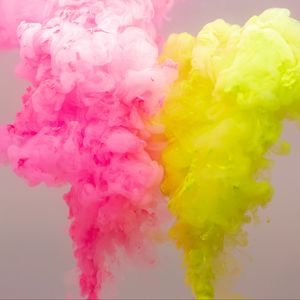 Preview wallpaper smoke, clouds, pink, yellow