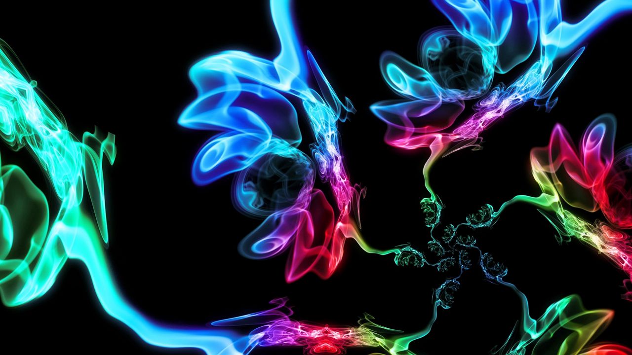 Wallpaper smoke, colored, dark background, forms