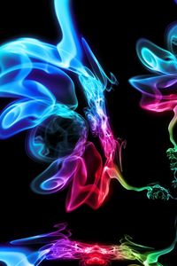 Preview wallpaper smoke, colored, dark background, forms