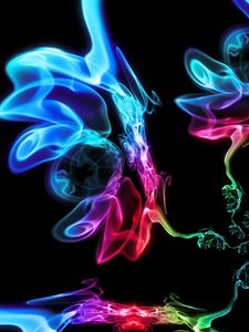 Preview wallpaper smoke, colored, dark background, forms