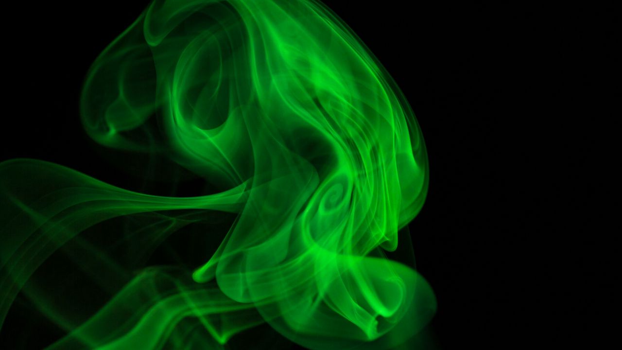 Wallpaper smoke, colored smoke, clot, green