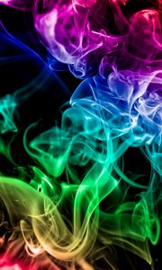 Preview wallpaper smoke, colored smoke, colorful, rainbow, dark