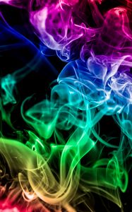 Preview wallpaper smoke, colored smoke, colorful, rainbow, dark