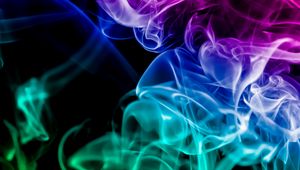 Preview wallpaper smoke, colored smoke, colorful, rainbow, dark