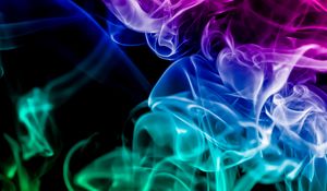 Preview wallpaper smoke, colored smoke, colorful, rainbow, dark