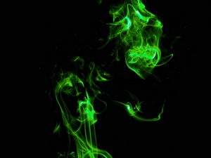 Preview wallpaper smoke, green, shroud, clot, dark, colored smoke