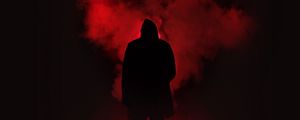 Preview wallpaper smoke, hood, silhouette, dark, red, black