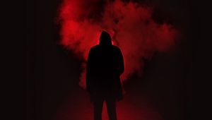 Preview wallpaper smoke, hood, silhouette, dark, red, black