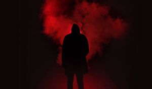 Preview wallpaper smoke, hood, silhouette, dark, red, black