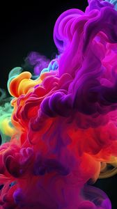 Preview wallpaper smoke, multicolored, dark, abstract