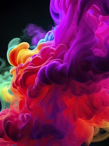 Preview wallpaper smoke, multicolored, dark, abstract