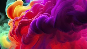 Preview wallpaper smoke, multicolored, dark, abstract