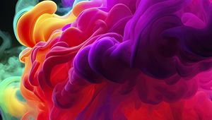 Preview wallpaper smoke, multicolored, dark, abstract