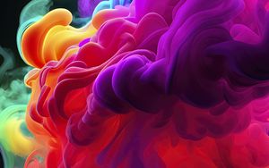 Preview wallpaper smoke, multicolored, dark, abstract