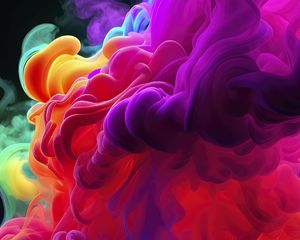 Preview wallpaper smoke, multicolored, dark, abstract