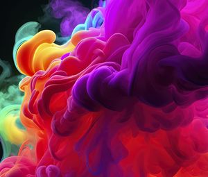 Preview wallpaper smoke, multicolored, dark, abstract