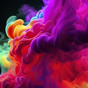 Preview wallpaper smoke, multicolored, dark, abstract