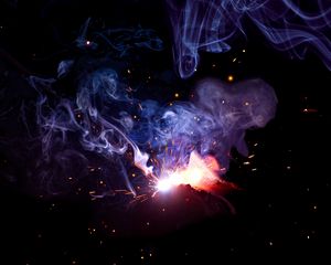 Preview wallpaper smoke, sparks, colored smoke, dark