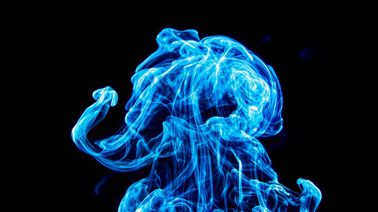 Wallpaper smoke, transparent, blue, abstract, black background