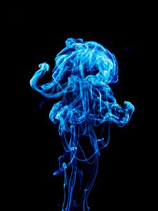 Preview wallpaper smoke, transparent, blue, abstract, black background