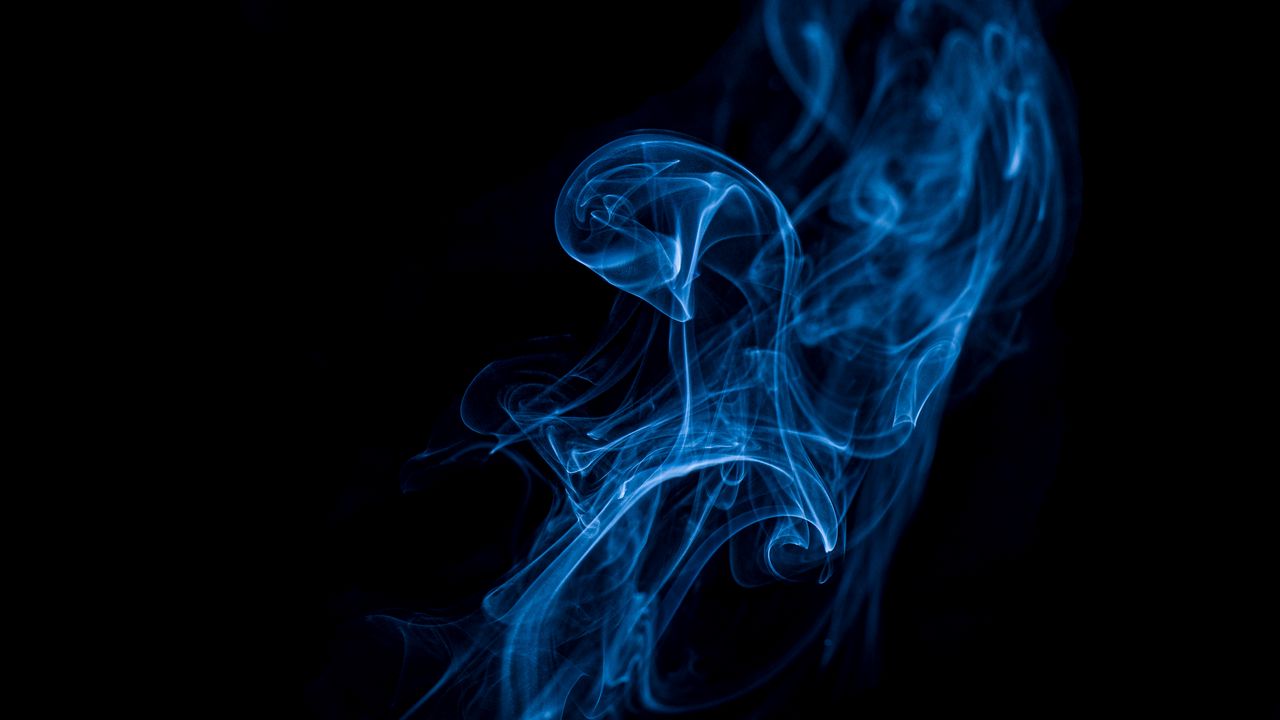 Wallpaper smoke, transparent, blue, dark