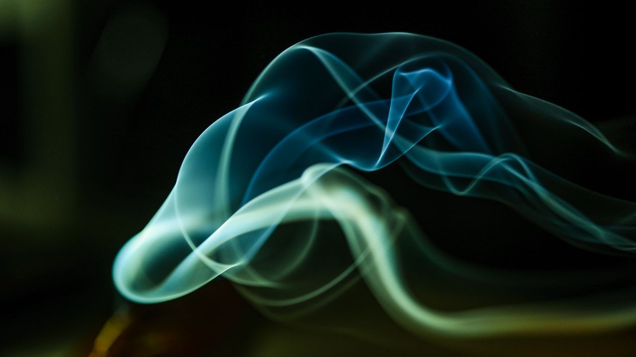 Wallpaper smoke, wavy, abstraction, black background