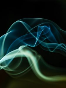 Preview wallpaper smoke, wavy, abstraction, black background