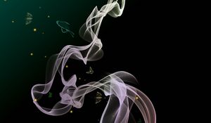 Preview wallpaper smoke, wavy, butterflies, abstraction