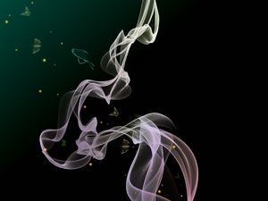 Preview wallpaper smoke, wavy, butterflies, abstraction