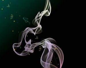 Preview wallpaper smoke, wavy, butterflies, abstraction