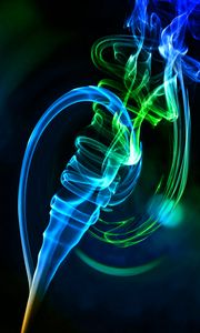 Preview wallpaper smoke, winding, abstraction, blue, green