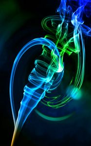 Preview wallpaper smoke, winding, abstraction, blue, green