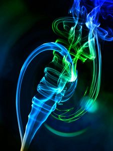 Preview wallpaper smoke, winding, abstraction, blue, green