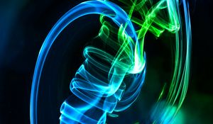 Preview wallpaper smoke, winding, abstraction, blue, green