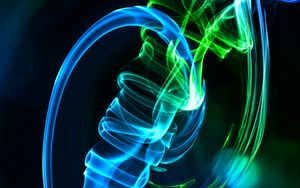 Preview wallpaper smoke, winding, abstraction, blue, green