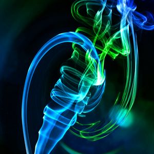 Preview wallpaper smoke, winding, abstraction, blue, green