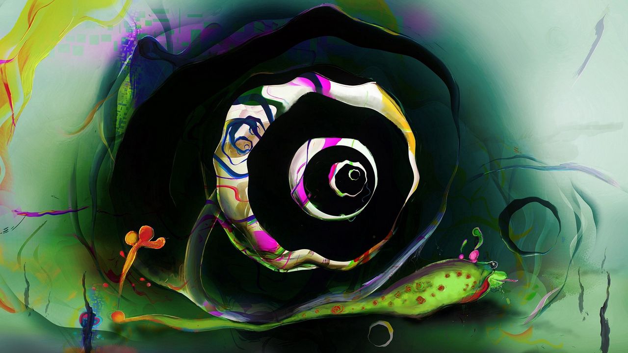 Wallpaper snail, drawing, multicolored, shell, spiral