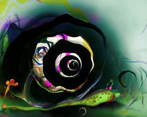 Preview wallpaper snail, drawing, multicolored, shell, spiral