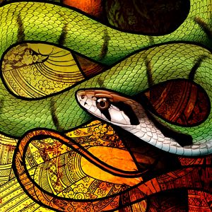 Preview wallpaper snake, pattern, reptile, art