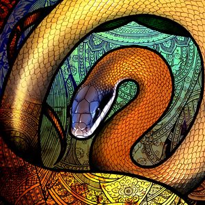 Preview wallpaper snake, patterns, colorful, art