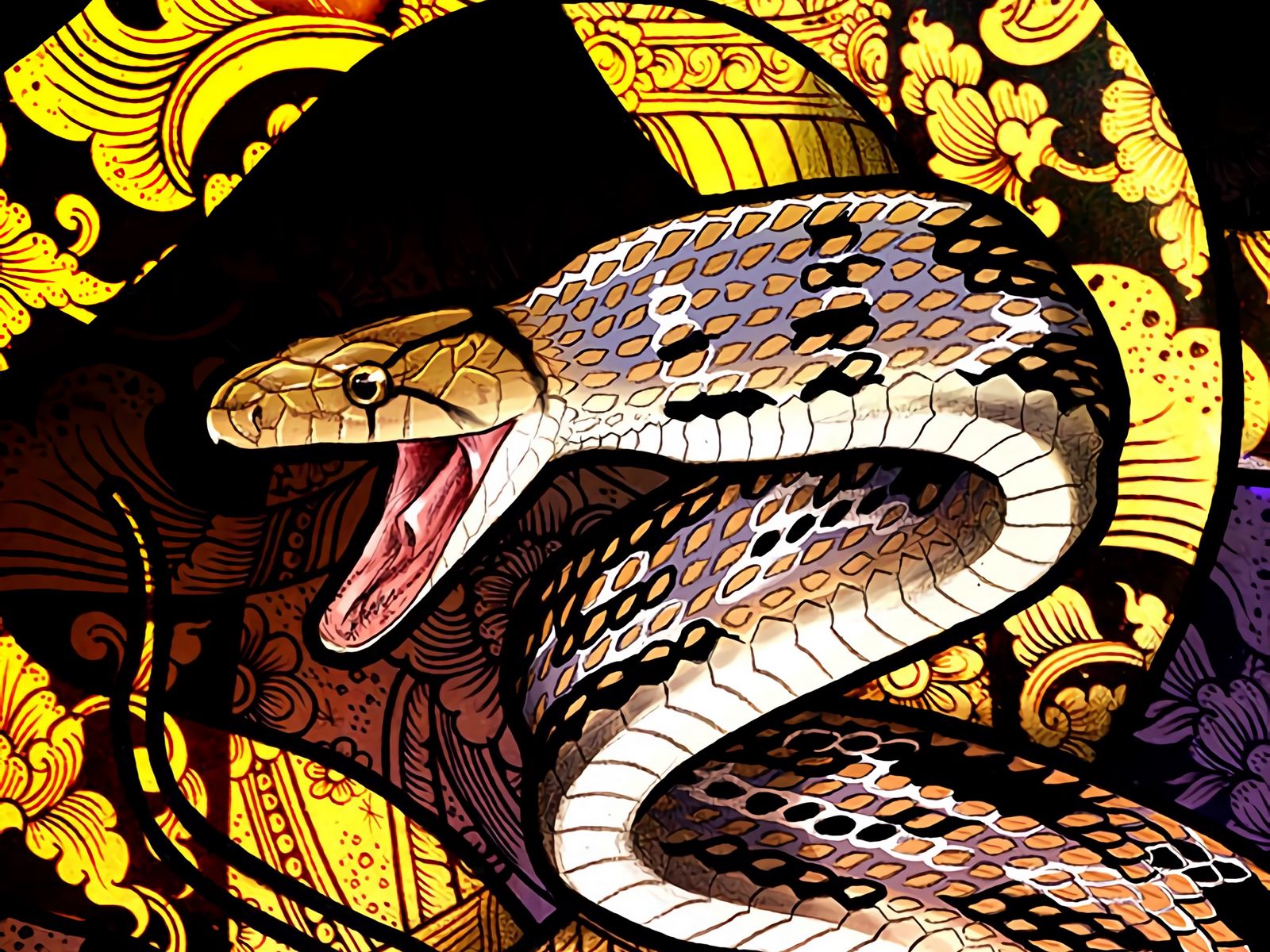 Download wallpaper 1600x1200 snake, patterns, scales, art standard 4:3 hd  background
