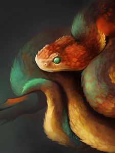 Preview wallpaper snake, reptile, art, brown, scales