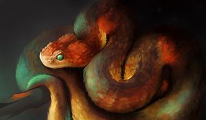 Preview wallpaper snake, reptile, art, brown, scales