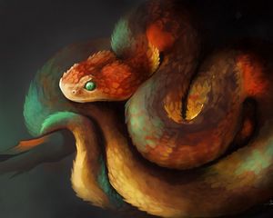 Preview wallpaper snake, reptile, art, brown, scales