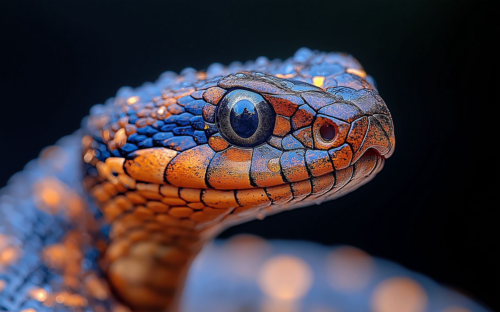 1680x1050 Wallpaper snake, reptile, eye, macro, wildlife