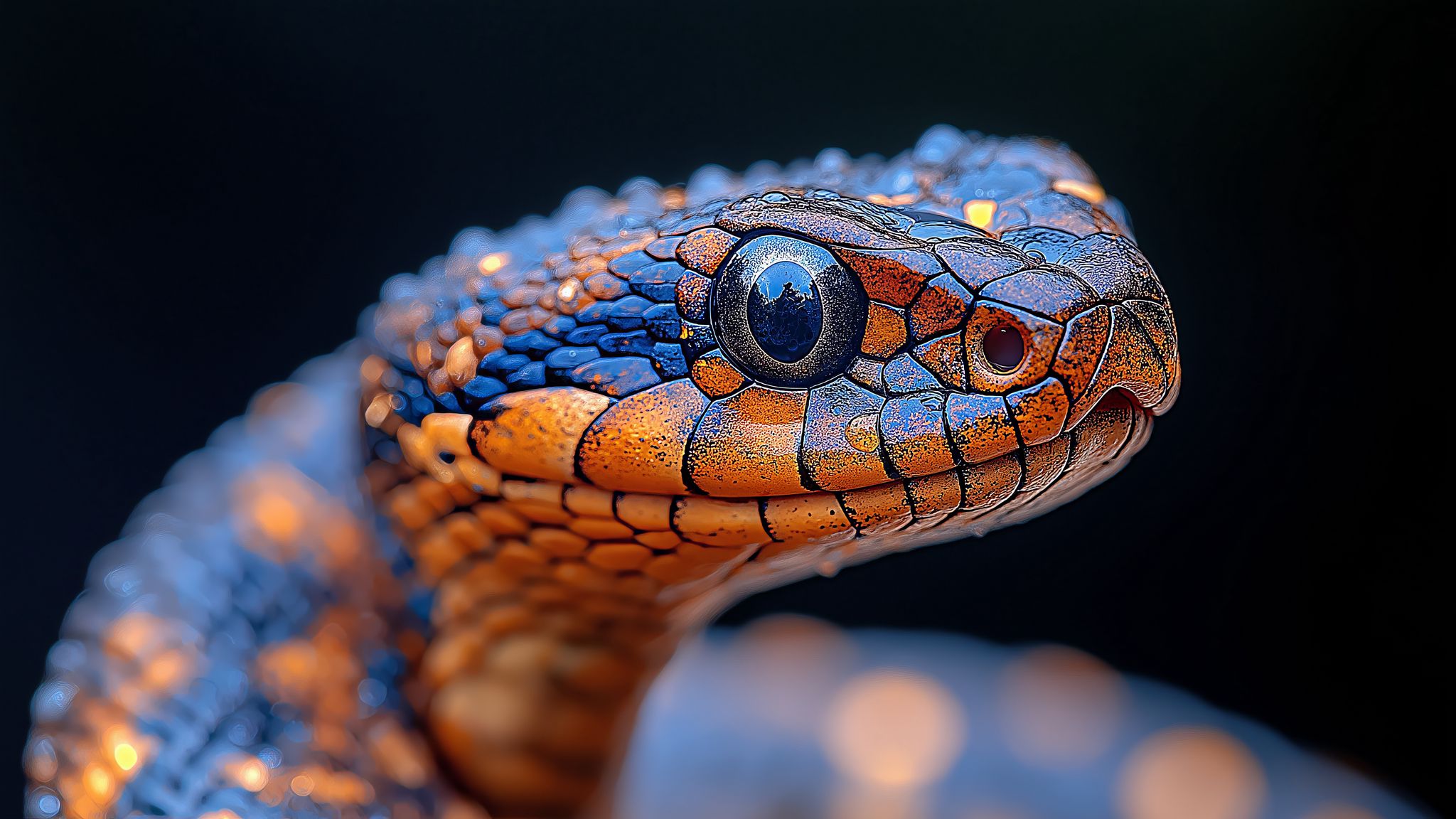 2048x1152 Wallpaper snake, reptile, eye, macro, wildlife